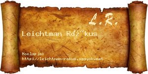 Leichtman Rókus névjegykártya